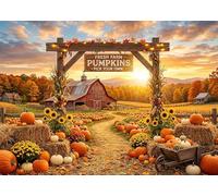 Mocsicka Fall Pumpkin Patch Backdrop Autumn Fall Photo Backdrop Farm Harvest Thanksgiving Pumpkin Field Photography Background Party Supplies (Brown, 10x7ft(120"x82"))
