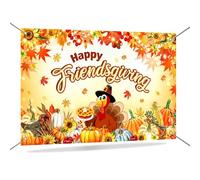 Mocsicka Friendsgiving Backdrop Happy Thanksgiving Banner Backdrop Fall Pumpkin Friendsgiving Party Decorations Photo Booth Props 70.8 x 43.3 Inch
