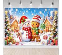 Mocsicka Gingerbread House Backdrop for Winter Merry Christmas Decor Banner | 70.8 x 43.3 Inch, Winter Snow World Wonderland Christmas Photo Background