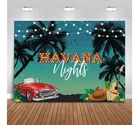 Mocsicka Havana Nights Backdrop Palm Summer Sunset Hawaiian Seaside Palm Trees Photography Background Vinyl One Hot Havana Night Cuban Parties Cake Table Decorations Photo Props (8x6ft)