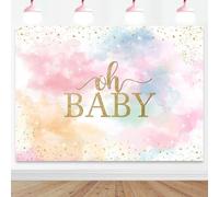 Mocsicka Pastel Baby Shower Backdrop 7x5ft Pastel Colorful Cloud Rainbow Splash Girl Baby Shower Party Decorations Watercolor Oh Baby Girl Baby Shower Backdrop