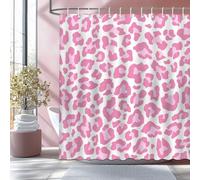 Mocsicka Pink Leopard Print Shower Curtain Wild Safari Powerful Cheetah Cat Bathroom Shower Curtain Pink Leopard Print Waterproof Shower Curtains Bathtub Decor with 12 Hooks 72 X 72 Inch