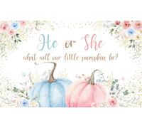 Mocsicka Pumpkin Gender Reveal Backdrop Banner Little Pumpkin He or She Gender Reveal Party Decorations Pink or Blue Party Supplies for Photography (Pink or Blue, 70.8x43.3 inch)