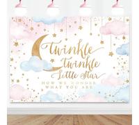 Mocsicka Twinkle Twinkle Little Star Backdrop Gender Reveal Boy or Girl Party Background Decorations Pink and Blue Cloud Moon Baby Shower Decorations Photoshoot Backdrops (Pink and Blue, 7x5ft)