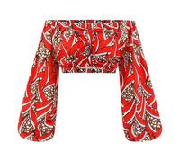 Mocure Women African Off Shoulder Crop Top Bohemia Printing Tube Blouse for Party Rave Festival, Fscd009, L