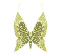 Mocure Womens Sparkly Butterfly Sequin Crop Tops Sexy Trendy Sleeveless Cute Butterfly Halter Tops Rave Wrap Tube Vest Top