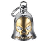 MOCY BELL - Guardian Bell Skull Keep Me Safe Stainless Steel Motorcycle Bell - Lucky Charm for Bikers with Pouch and Authenticity Card
