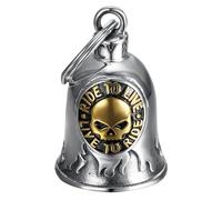MOCY BELL - Motorcycle Bell Mocy Bell Skull Ride to Live Stainless Steel Silver Gold