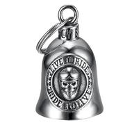 MOCY BELL - Motorcycle bell SKULL Live to Ride Guardian Gremlin Mocy Bell Stainless Steel Silver