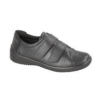 Mod Comfys 2 Bar Touch Fastening Leisure Shoe Black Leather 4 UK for Women