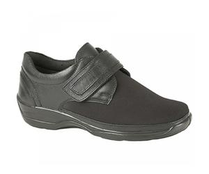 Mod Comfys ABBEY Womens Leather Velcro Wide EEE Fit Shoes Black - UK 6