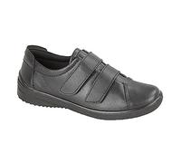 Mod Comfys Andrea Leather 2 Bar Touch Fastening Leisure Shoes Full Padded - Black Softie Leather, Ladies UK 6/EU 39