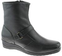 Mod Comfys BERNADETTA Womens Leather Zip Ankle Boots Black