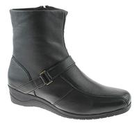 Mod Comfys BERNADETTA Womens Leather Zip Ankle Boots Black