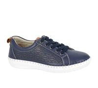 Mod Comfys Flexi Womens Leather Comfort Shoes Trainers, Size 4 In Navy