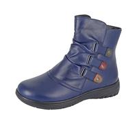Mod Comfys L557 Ladies Softie Leather Ankle Boots (Navy, UK Footwear Size System, Adult, Women, Numeric, Wide, 4)