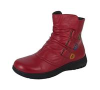 Mod Comfys L557 Ladies Softie Leather Ankle Boots (Red, UK Footwear Size System, Adult, Women, Numeric, Wide, 6)