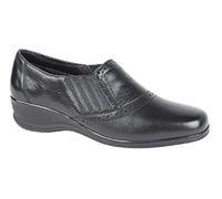 Mod Comfys Ladies Womens Basics Leather Shoes - Black Softie Leather, Ladies UK 4 / EU 37