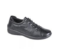 Mod Comfys LINDSAY Ladies Leather Lace-Up Padded Shoes Black UK 5