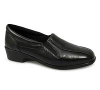 Mod Comfys LORETTA Womens Leather Wedge Loafers Black - UK 3
