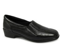 Mod Comfys LORETTA Womens Leather Wedge Loafers Black - UK 4