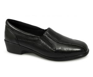 Mod Comfys LORETTA Womens Leather Wedge Loafers Black - UK 8