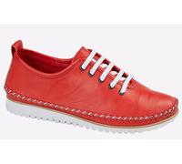 Mod Comfys Nevaeh Flexi Lace Leather Womens Shoes Trainers, Size 6 In Red