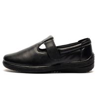 Mod Comfys Touch Fastening Padded T-Bar Leather Shoes - Black Softie Leather, Ladies UK 6/EU 39