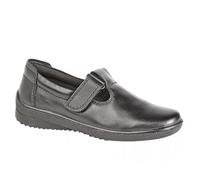 Mod Comfys Touch Fastening Padded T-Bar Leather Shoes - Black Softie Leather, Ladies UK 6/EU 39