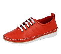 Mod Comfys Womens 5 Eye Softie Leather Shoes - Red - 4 UK