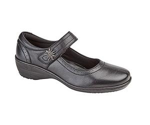 Mod Comfys Womens/Ladies Leather Touch Fastening Bar Shoes (5 UK) (Black)