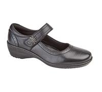 Mod Comfys Women's Leather Touch Fastening Bar Shoes in Black | Size: 6 Mod Comfys Black 6