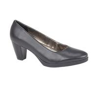 Mod Comfys Women's Plain Leather Heel Court Shoes in Black | Size: 4 Mod Comfys Black 4