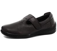 Mod Comfys Womens Touch Fastening Lightweight Leather Shoes with Full Padded Leather Insole Black 4 UK
