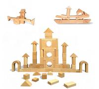 MOD COMPLETE WOOD BUILDING BLOCK SET OF 100 - Sturdy Shape Sorting Lids and Storage Bucket Wooden Blocks, Screen Free Educational Toys for 1, 2, 3 Years Old Toddlers