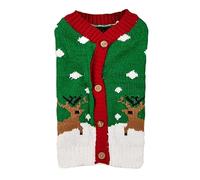 Mod.EL VI.P Car Gingerbread Man Reindeer Antlers Elderberry Belt Christmas Tree Snowflake Pet Christmas Pet Jumper (Green, M)