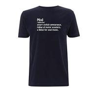 Mod Meaning T Shirt Mens Top Smart Stylish Scooters Soul Music Vespa Lambretta Gift (Large, Navy Blue)