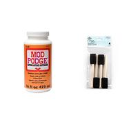 Mod Podge CS17295 Glue, Large, Transparent & Royal & Langnickel Foam Brushes, Black, 1"
