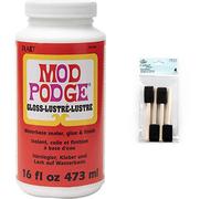 Mod Podge Gloss Waterbase Sealer, Glue and Finish,16 oz & Royal & Langnickel Foam Brushes, Black, 1"