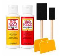 Mod Podge Matte & Gloss 2 fl oz (118ml) Twin Pack with 2 Foam Brushes & 2 Plastic Squeegees - Quick-Drying, Non-Toxic Glue, Sealer & Finish for Decoupage, Crafts & DIY Projects