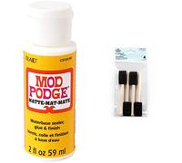 Mod Podge Matte Water Base Sealer/Glue and Finish, White, 2 oz & Royal & Langnickel Foam Brushes, Black, 1"