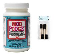 Mod Podge PLCS15059 8 oz Dishwasher Safe Gloss, & Royal & Langnickel Foam Brushes, Black, 1"