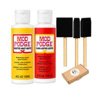 Mod Podge Water Based Craft Glue & Sealer Bundle - Matte & Gloss 4 fl oz (118 ml) with 3 x Foam Brushes, Decoupage Glue & Waterbase Sealer, Glue and Finish for Paper, Fabric, Puzzles & DIY Crafts