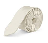 Moda Di Raza MDR Solid Satin Tie | Skinny Necktie for Men | Solid Color Slim Neck Tie | For Wedding Office Graduation Uniform, Cream, 1.5"