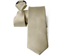 Moda Di Raza Ties For Men, Alternative to Clip On, Woven Microfiber Satin Silk Finish, Zipper Necktie For Adult and Boys, Beige, Ages 10-14 Years (17 inch)