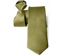 Moda Di Raza Ties For Men, Alternative to Clip On, Woven Microfiber Satin Silk Finish, Zipper Necktie For Adult and Boys, Olive, For Age 15Years-Adults (20 inch)