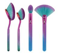 MODA Royal & Langnickel Full Size Prismatic Precision Powder 2pc Oval Makeup Brush Set, Includes - Large Precision Powder, Small Precision Powder, Accentuate, and Finish Brushes, Prismatic Ombre