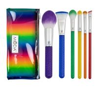 Moda Royal & Langnickel Full Size Rainbow 7pc Makeup Brush Set with Pouch, Includes - Powder, Precision Contour, Highlighter, Super Crease, Small Shader and Brow Designer Brushes, Multicolor, BMD-RBSET7