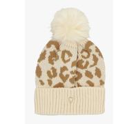 MODA IN PELLE Cleo Beige Leopard Print Bobble Hat Size: One Size, Colo