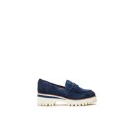 MODA IN PELLE Ebonee Off Navy Suede Chunky Loafers Size: 36, Colour: N